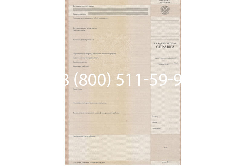 Купить Академическая справка 1996-2009 года в Омске