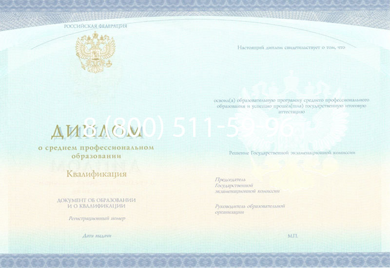 Купить Диплом колледжа (Спецбланк) 2014-2026 года в Омске